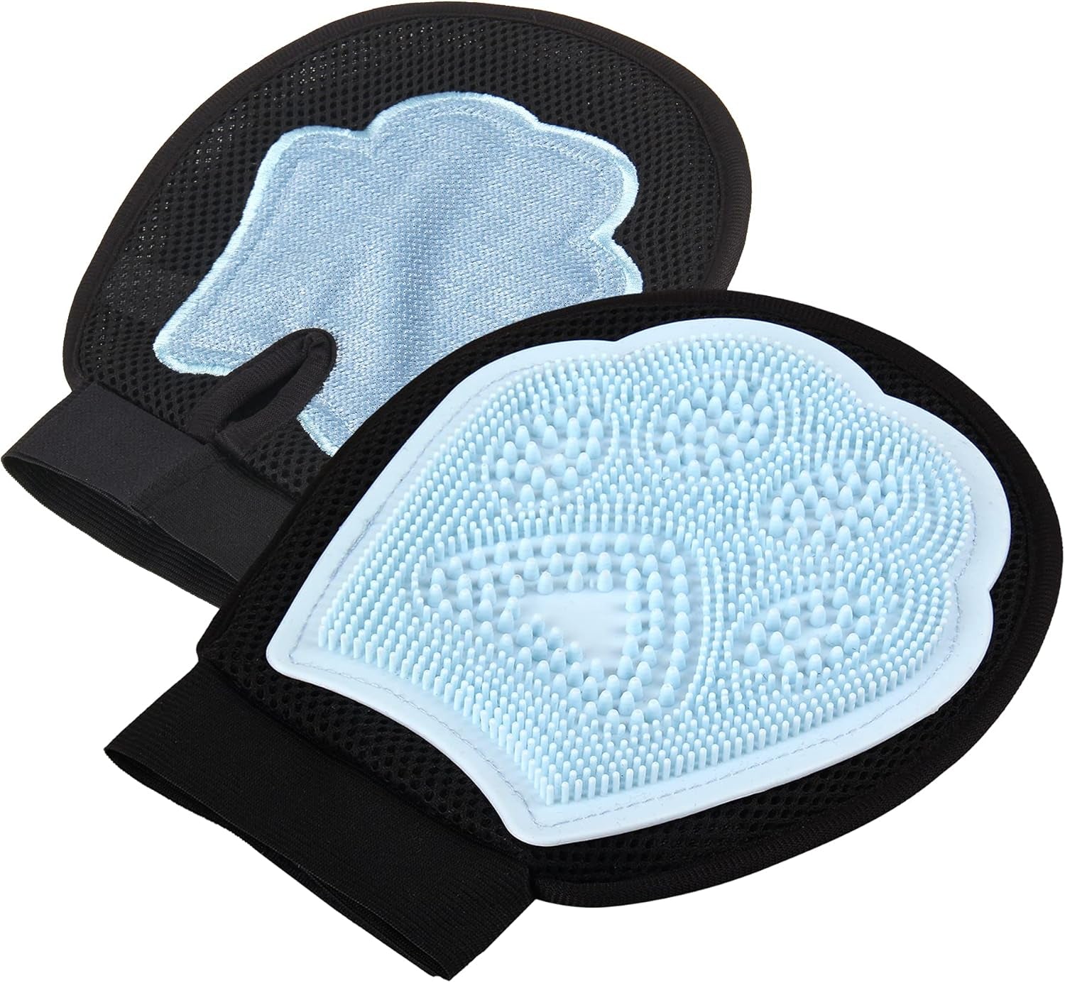 Pet Grooming Gloves, Pet Hair Remover Mitt, Deshedding Brush Glove,Dog&Cat Grooming Kit, Pets Washing Deshedding Massage Gloves (Blue)